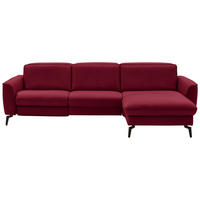 ECKSOFA in Echtleder Rot  - Rot/Schwarz, Natur, Leder/Metall (281/168cm) - Valdera