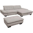 ECKSOFA  in Mikrofaser Hellgrau  290/198 cm  - Hellgrau/Schwarz, Design, Textil/Metall (290/198cm) - Xora