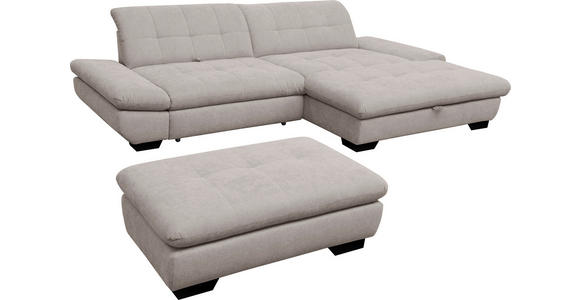 ECKSOFA  in Mikrofaser Hellgrau  290/198 cm  - Hellgrau/Schwarz, Design, Textil/Metall (290/198cm) - Xora