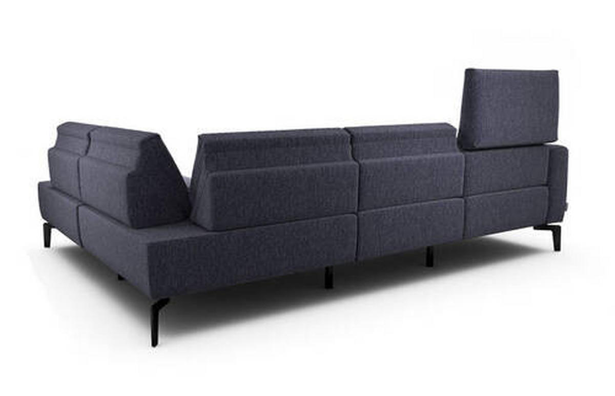 ECKSOFA in Samt Blau  256/193 cm  - Blau/Schwarz, Design, Textil/Metall (256/193cm) - SENSOO