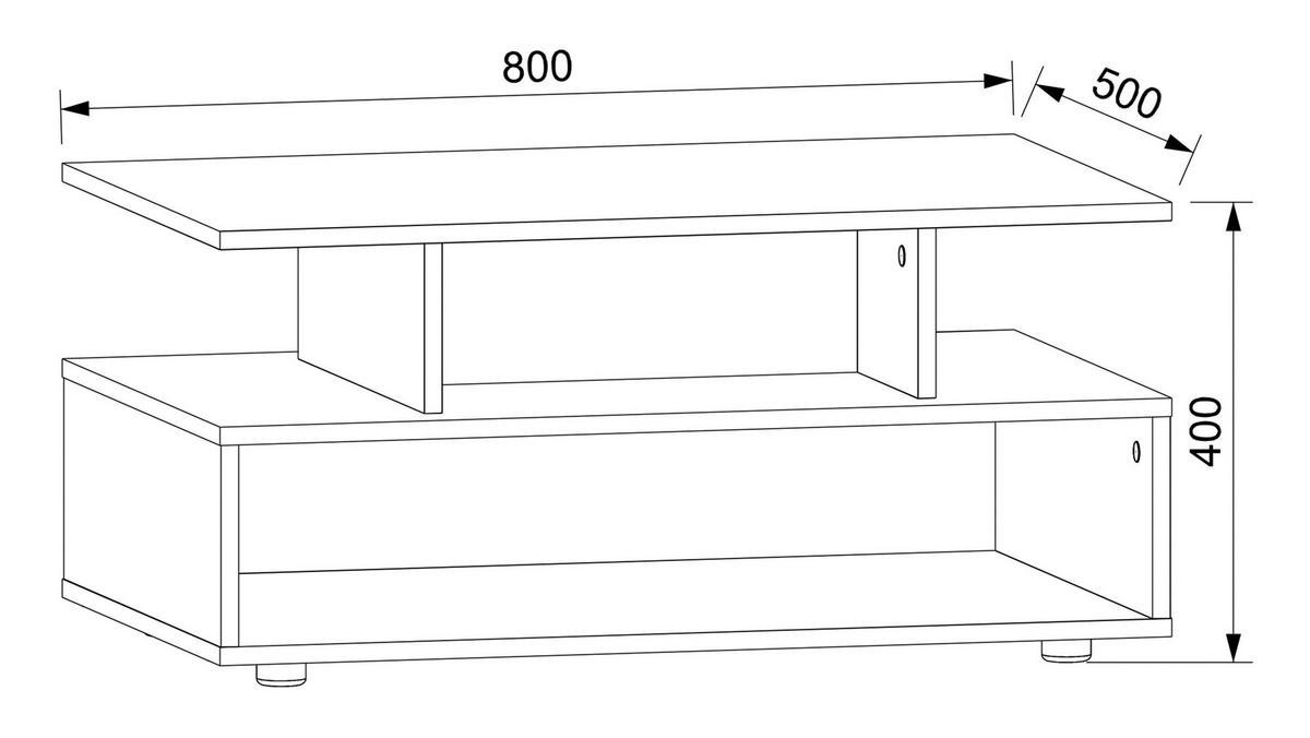 COUCHTISCH in Holzwerkstoff 80/50/40 cm  - Weiss/Schwarz, Modern, Holzwerkstoff/Kunststoff (80/50/40cm) - MID.YOU