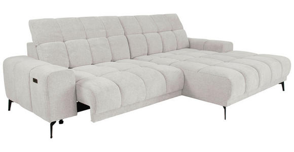 ECKSOFA inkl.Funktionen Hellgrau Chenille  - Hellgrau/Schwarz, MODERN, Textil/Metall (300/195cm) - Xora