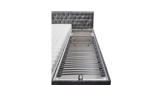 POLSTERBETT 180/200 cm,  in Grau, Bettkasten, Lattenroste, Matratzen, H2 + H3 = mittel + fest  - Schwarz/Weiß, Design, Holz/Textil (180/200cm) - Voleo