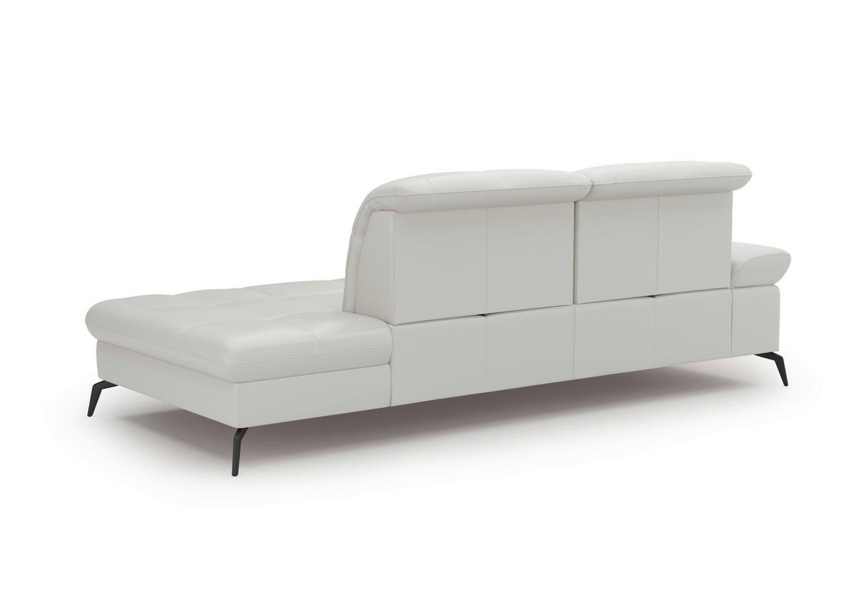 RÉCAMIERE in Echtleder Weiss  - Weiss/Schwarz, Konventionell, Leder/Metall (231/90/122cm) - Sit & More