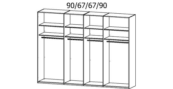 SCHWEBETÜRENSCHRANK 316/235/68 cm 4-türig Weiß, Hellgrau - Chromfarben/Hellgrau, Design, Glas/Holzwerkstoff (316/235/68cm) - Novel