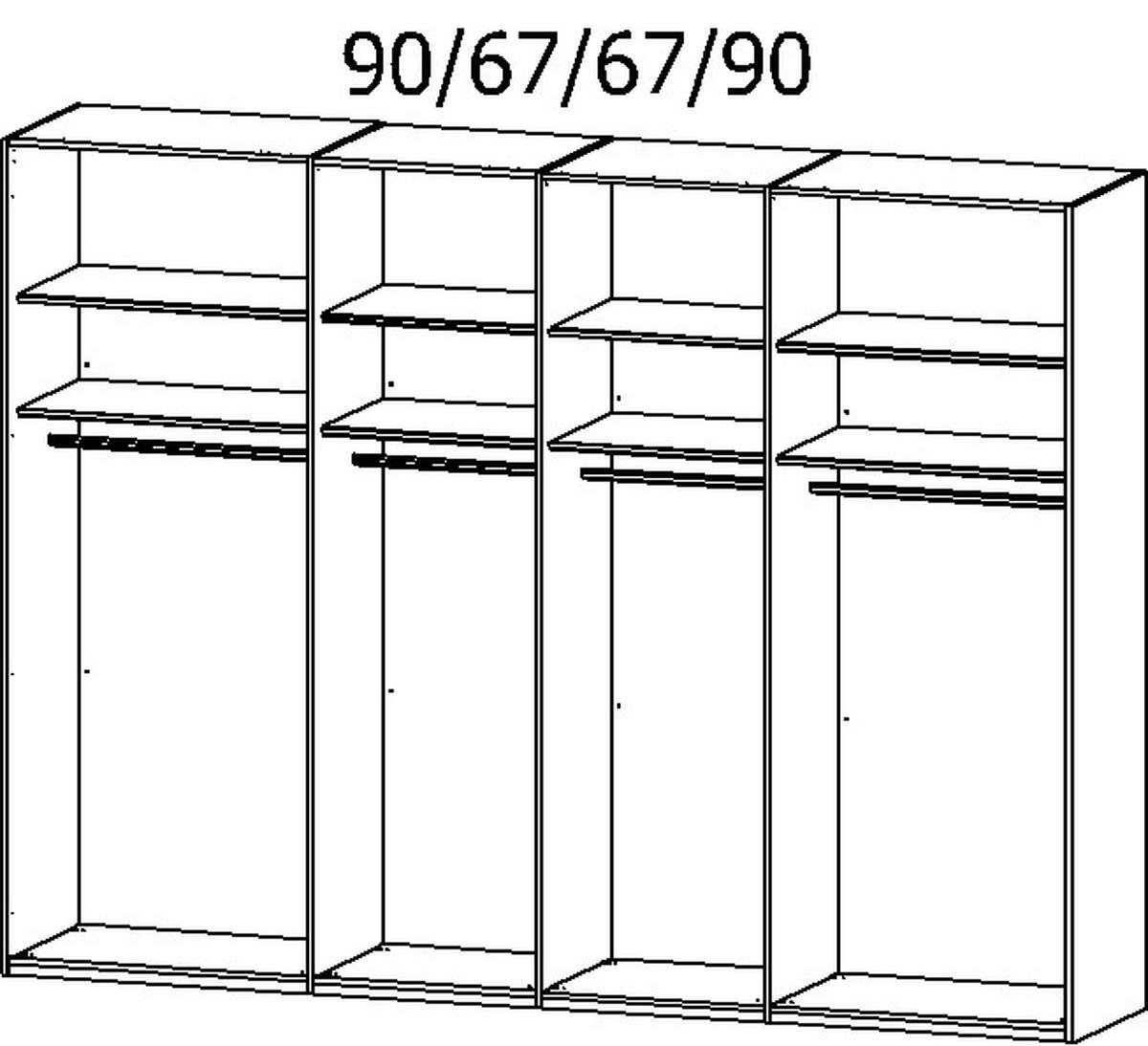 SCHWEBETÜRENSCHRANK 316/235/68 cm 4-türig Weiß  - Chromfarben/Weiß, Design, Glas/Holzwerkstoff (316/235/68cm) - Novel