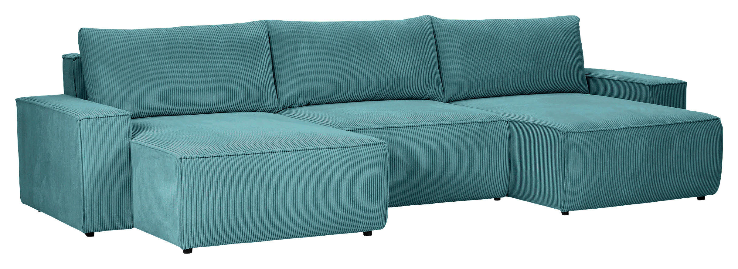 WOHNLANDSCHAFT Petrol Cord  - Petrol/Schwarz, KONVENTIONELL, Kunststoff/Textil (155/348/155cm) - Carryhome