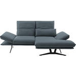 ECKSOFA  in Echtleder Blau  210/130 cm  - Blau/Schwarz, Design, Leder/Metall (210/130cm) - Dieter Knoll