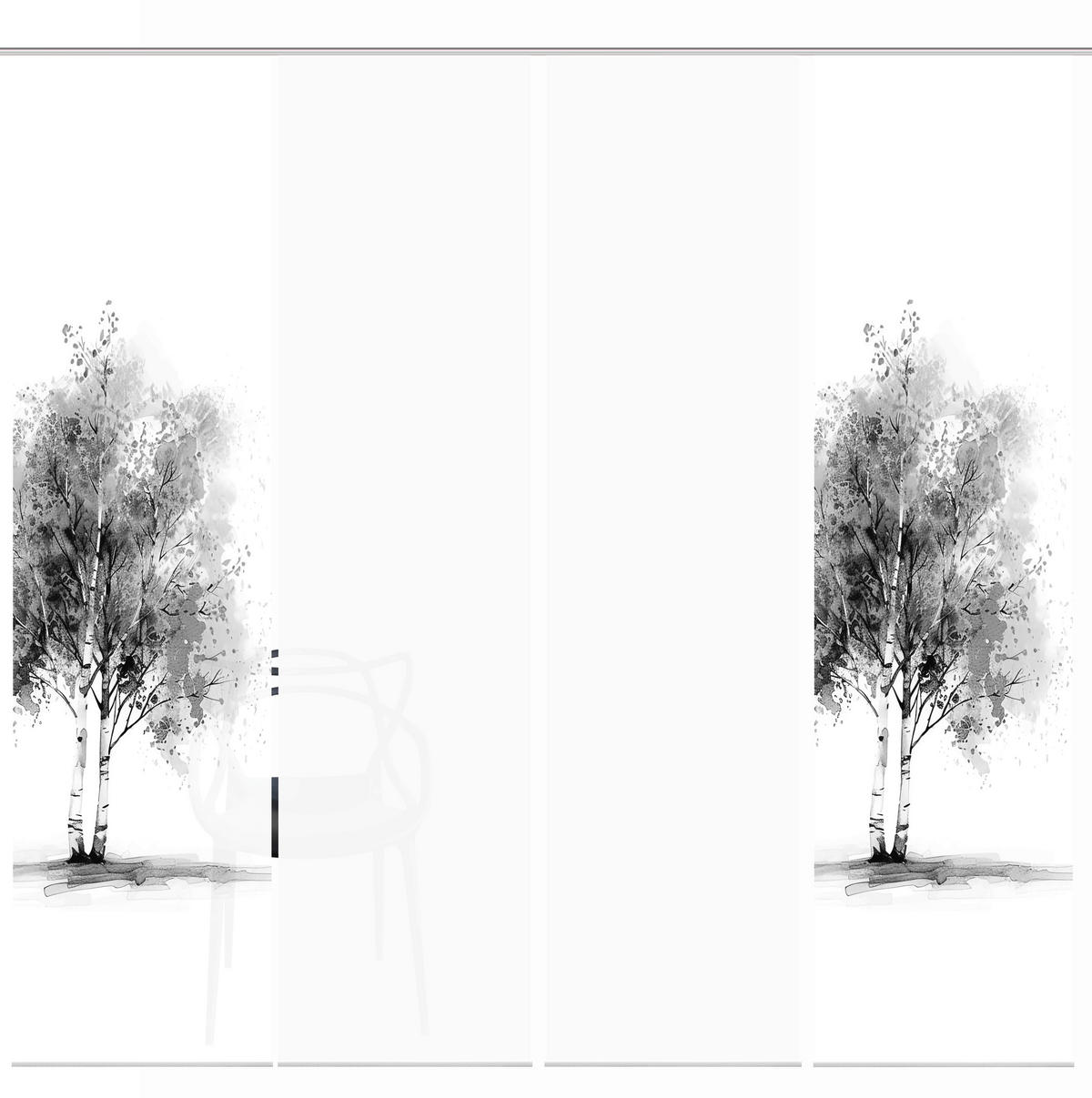 FLÄCHENVORHANG  4 Stück  blickdicht  60/245 cm   - Grau Hochglanz/Weiß, Natur, Textil (60/245cm)