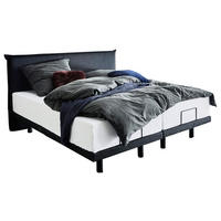 BOXBETT 180/200 cm,  in Graphitfarben, gepolstertes Kopfteil, Beleuchtung, Soundsystem, motorische Verstellbarkeit, Fernbedienung, Matratzen, Befestigungsmaterial, Unterbodenbeleuchtung, H3 = fest  - Schwarz/Graphitfarben, Design, Textil/Metall (180/200cm) - Chameo
