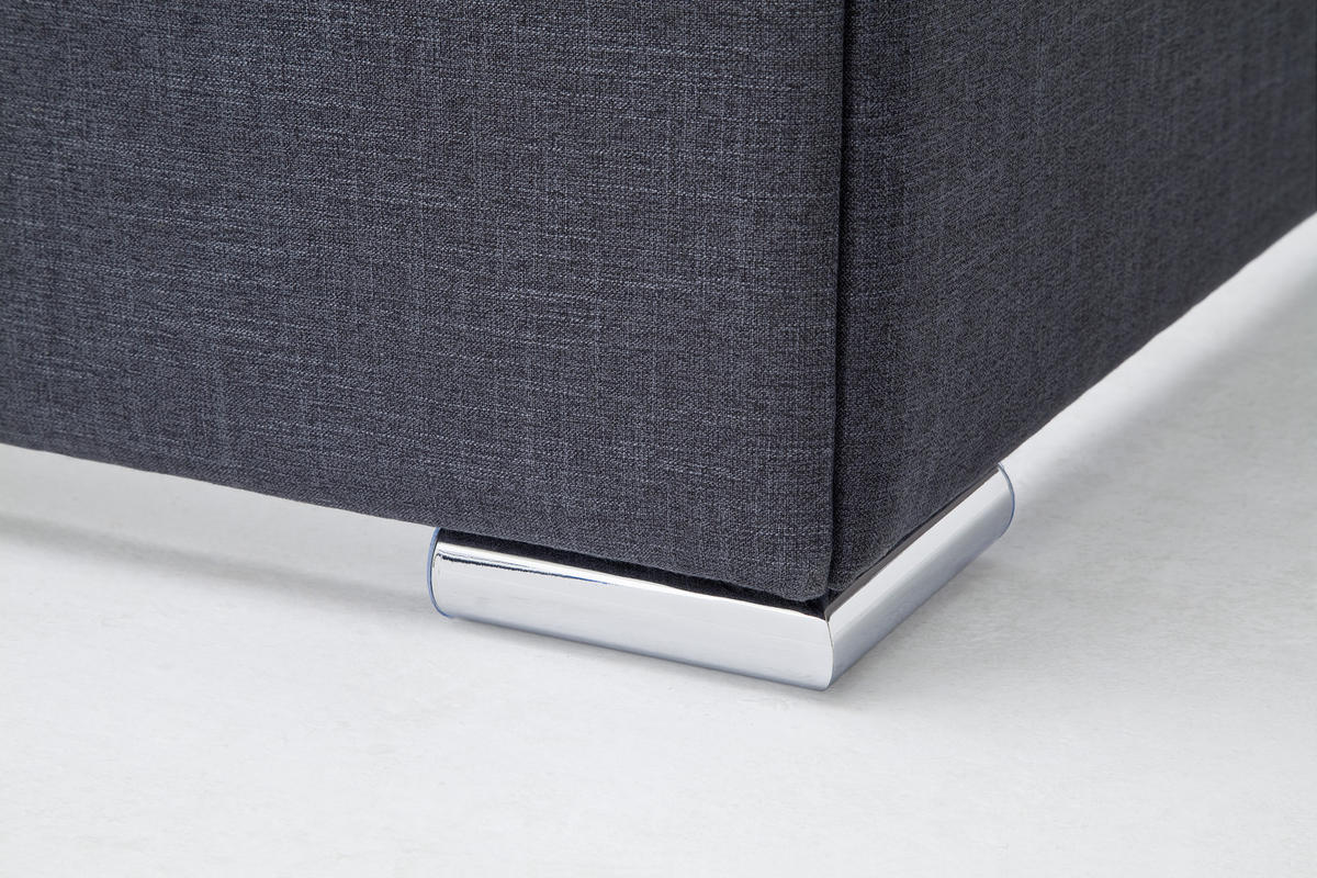 POLSTERBETT CHICAGO 180/200 cm  in Anthrazit  - Chromfarben/Anthrazit, KONVENTIONELL, Textil/Metall (180/200cm) - Livetastic