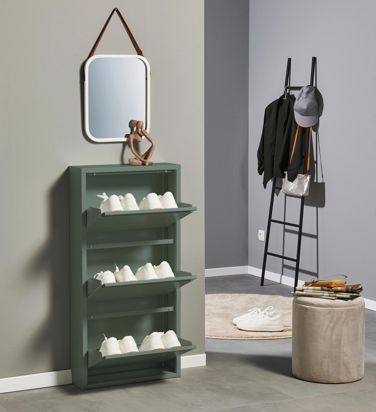 SCHUHKIPPER  in 51/104/16 cm  - Salbeigrün, MODERN, Metall (51/104/16cm) - Boxxx