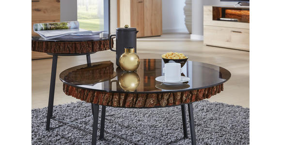 COUCHTISCH in Glas, Holz, Metall 80/40 cm - Eichefarben/Anthrazit, Design, Glas/Holz (80/40cm) - Valnatura