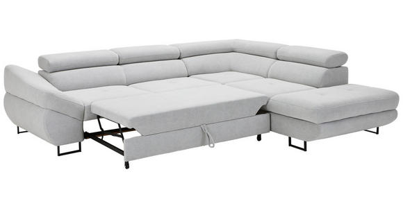 ECKSOFA in Webstoff Hellgrau  - Hellgrau/Schwarz, Design, Textil/Metall (280/235cm) - Hom`in