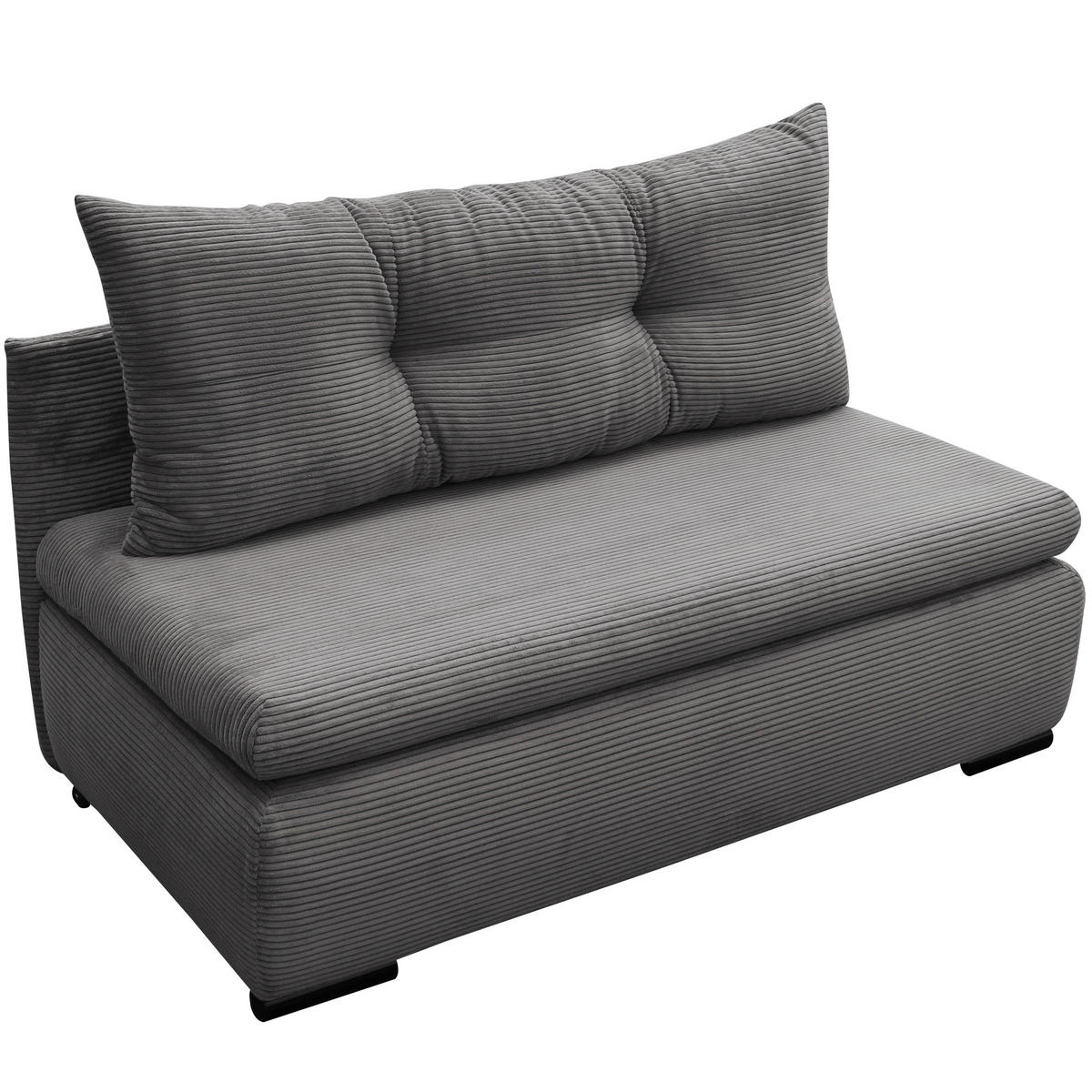 SCHLAFSOFA  mit Liegefunktion Cord Grau  - Schwarz/Grau, Design, Kunststoff/Textil (154/93/85cm) - MID.YOU