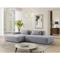 ECKSOFA BILLUND Hellgrau Cord Nierenkissen  - Hellgrau/Schwarz, KONVENTIONELL, Kunststoff/Textil (294/165cm) - Livetastic