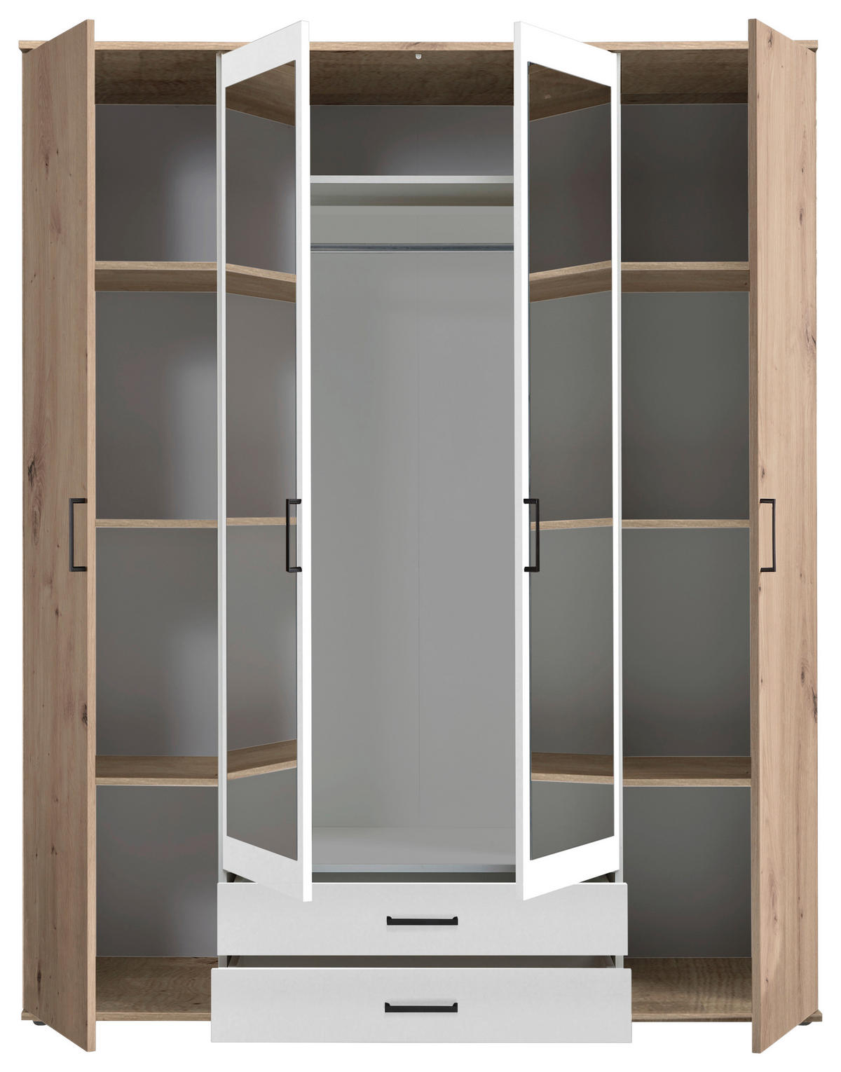 DULAP CU UȘI ROTATIVE alb, stejar Artisan  - alb/stejar Artisan, Konventionell, plastic/sticlă (159,3/196,3/53,5cm) - Carryhome