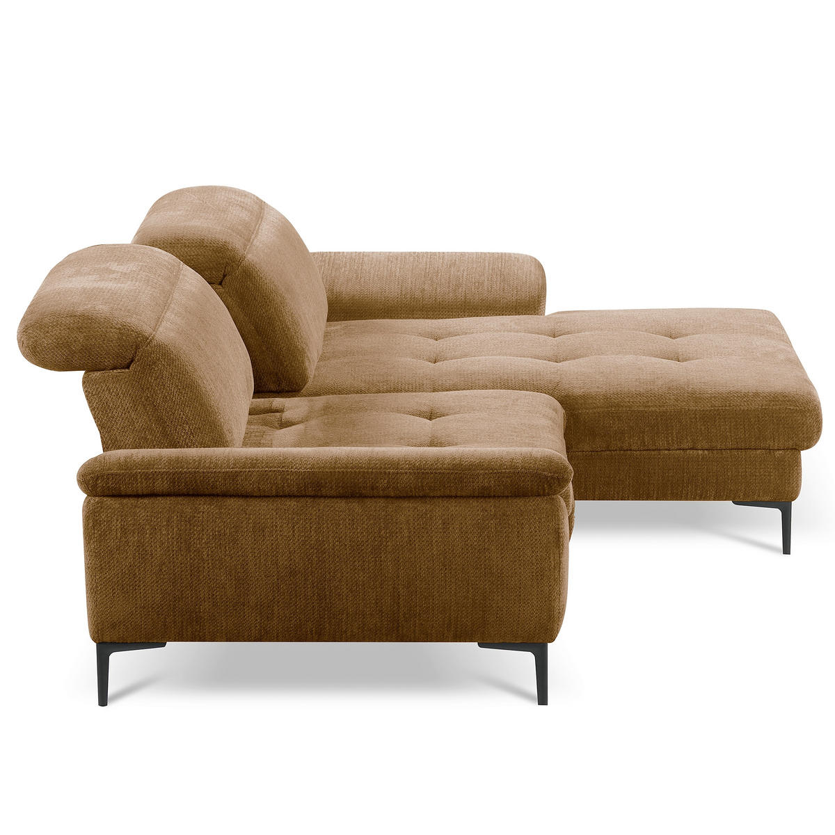 ECKSOFA  Webstoff Rostfarben  - Rostfarben/Schwarz, Design, Textil/Metall (268/195cm) - Livetastic