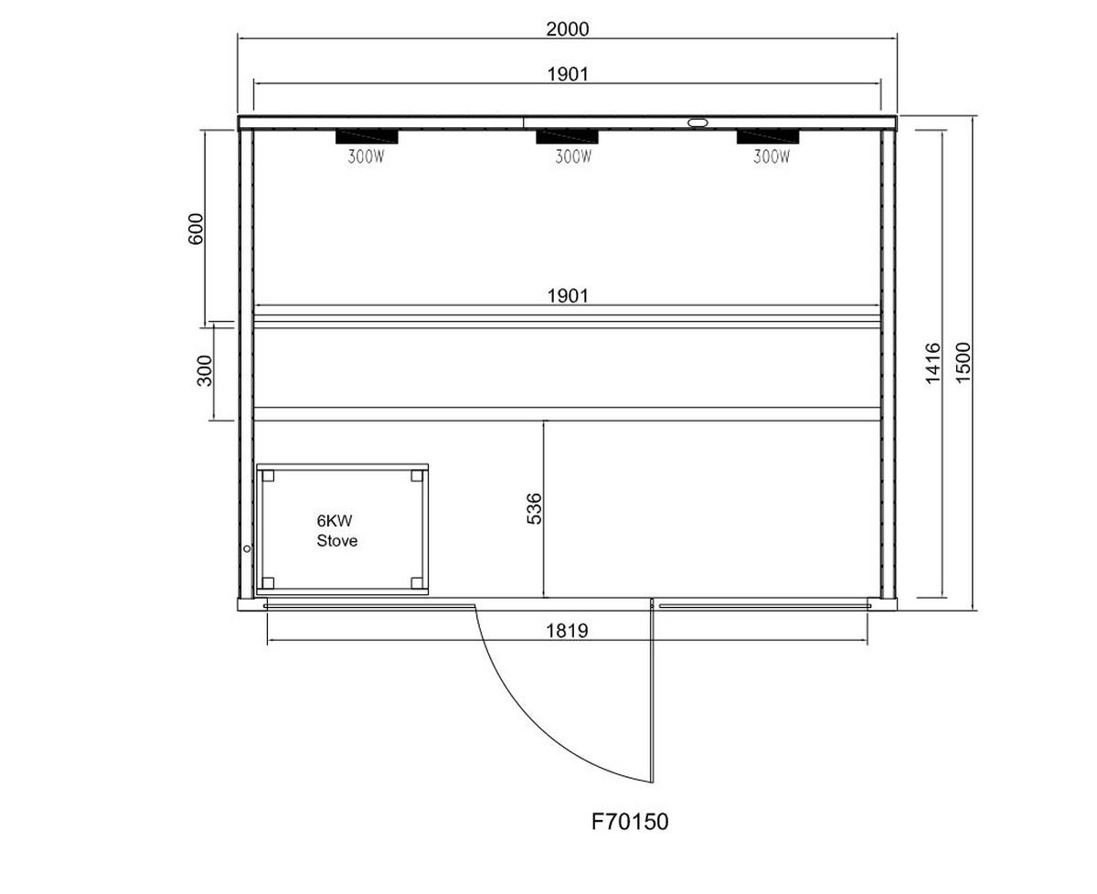 Sauna- und Infrarotkabine für 4-5 Personen Kotka  - Naturfarben, KONVENTIONELL, Holz (200/150/190cm) - Sanotechnik