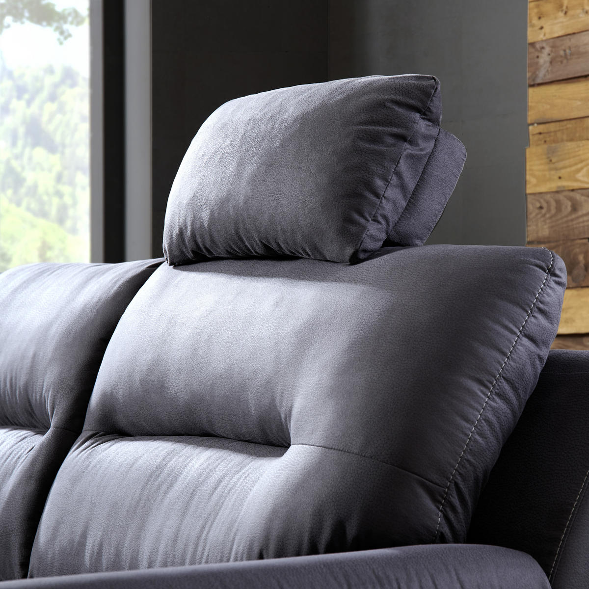 ECKSOFA Anthrazit Mikrofaser  - Chromfarben/Anthrazit, Design, Textil (166/270cm) - Stylife