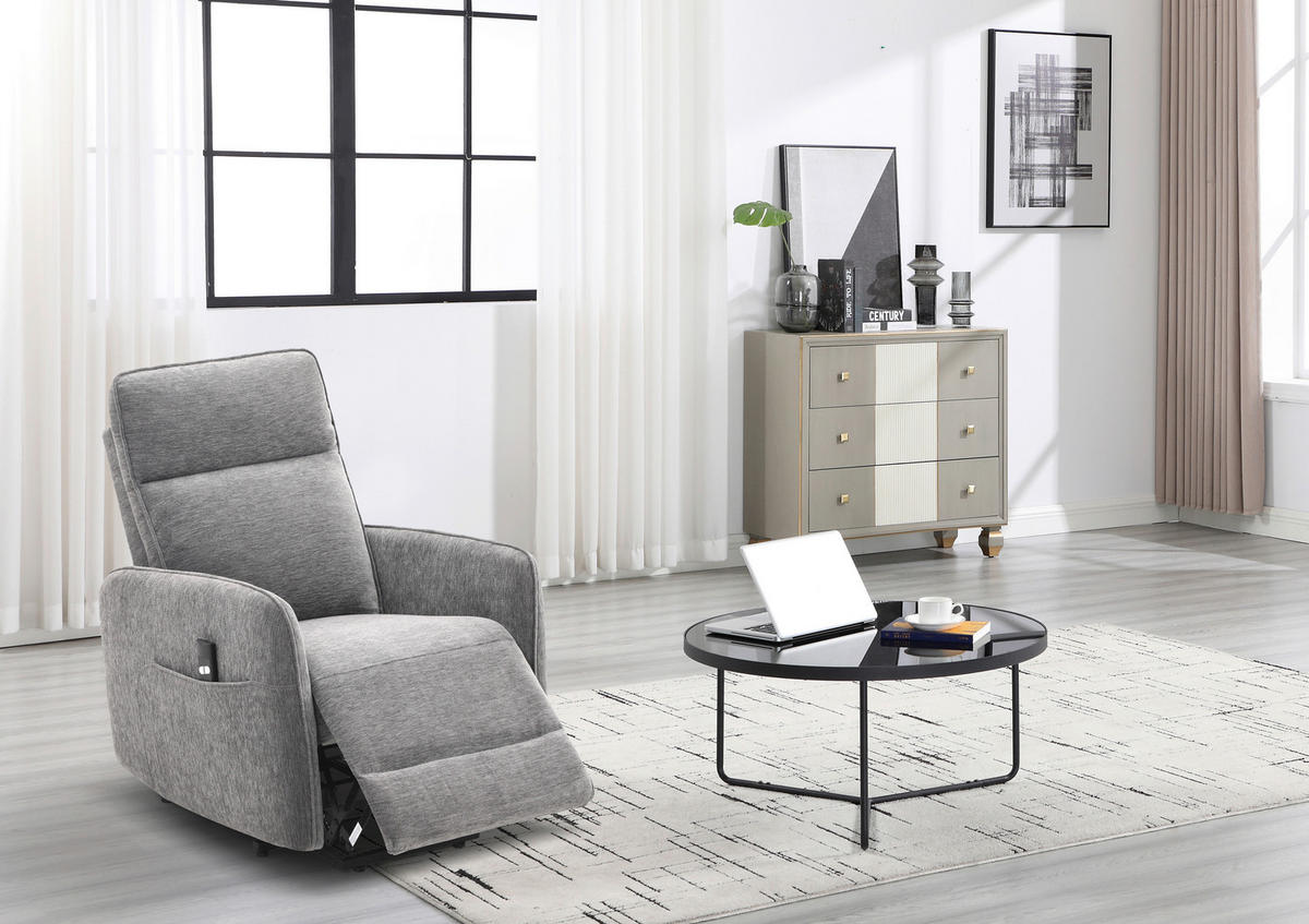 RELAXSESSEL Leinenoptik    - Schwarz/Grau, Design, Textil/Metall (74/101/92cm) - Carryhome