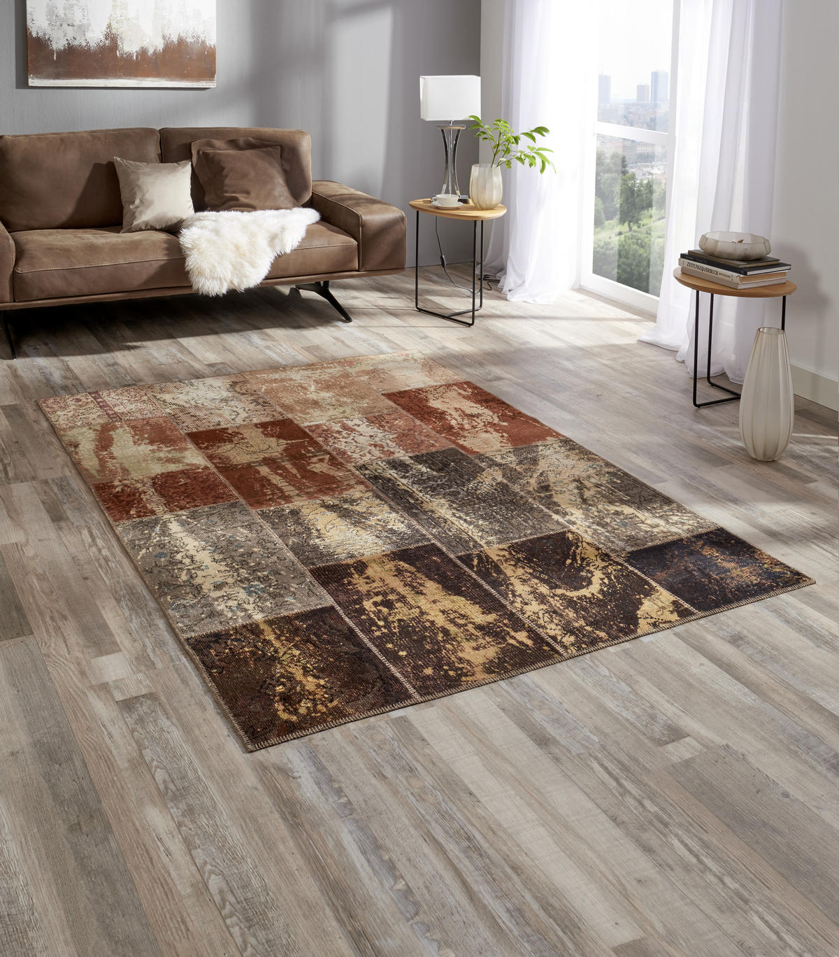 ORIENTALISK MATTA 120/180 cm Splash Brown Mix  - brun, Trend, textil (120/180cm) - Cazaris