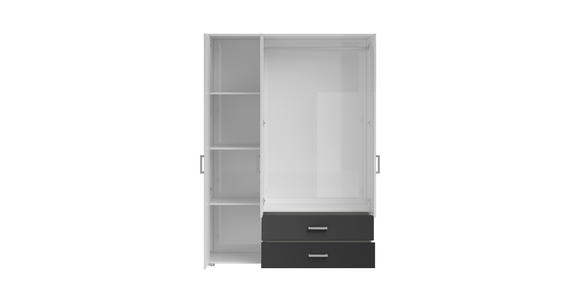 KLEIDERSCHRANK in Graphitfarben, Weiß - Alufarben/Graphitfarben, KONVENTIONELL, Glas/Holzwerkstoff (125/190/51cm) - Carryhome