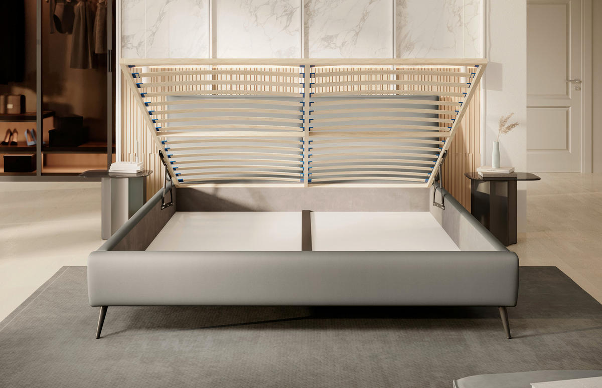 POLSTERBETT 180/200 cm  in Schwarz, Taupe  - Taupe/Schwarz, Design, Holz/Textil (180/200cm) - Esposa