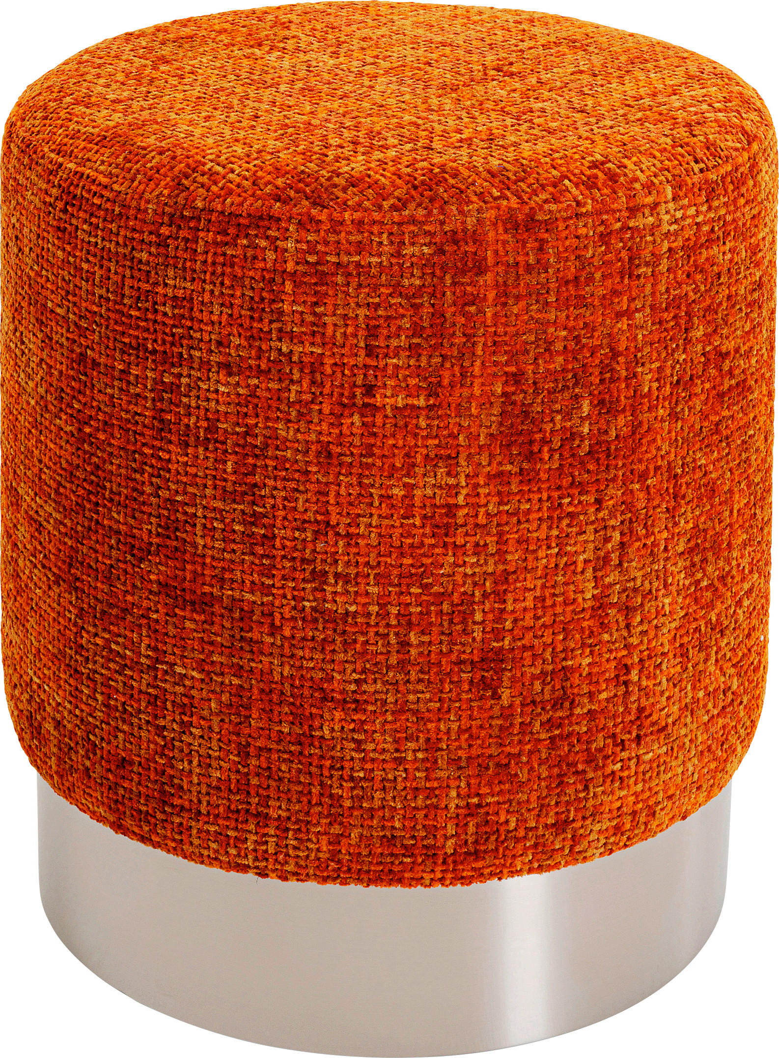 HOCKER Webstoff Orange, Silberfarben  - Silberfarben/Orange, KONVENTIONELL, Textil/Metall (39/47/39cm) - Kare-Design
