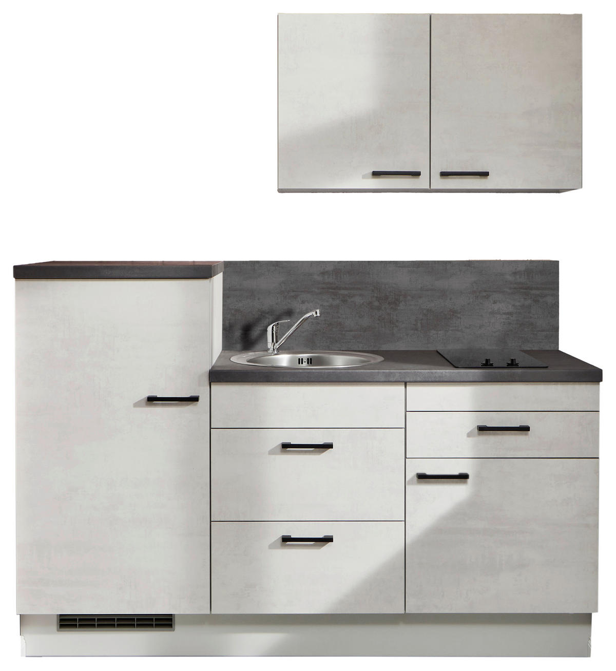 KÜCHENLEERBLOCK 180 cm   in Graphitfarben, Hellgrau  - Hellgrau/Schwarz, Design, Holzwerkstoff/Metall (180cm) - Pino