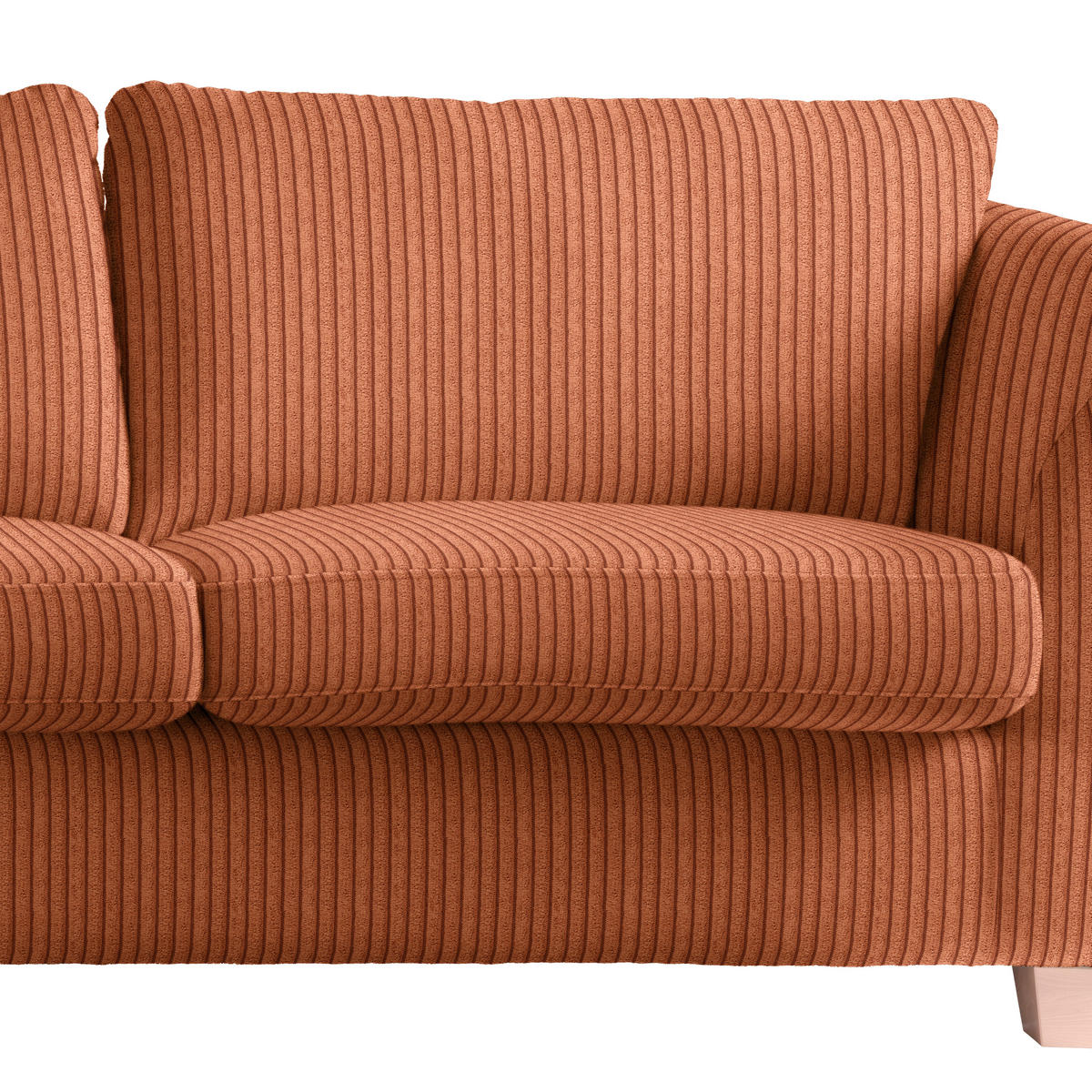 3-SITZER-SOFA in Cord Koralle  - Koralle/Naturfarben, Holz/Textil (216/70-85/95cm) - MID.YOU
