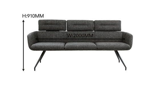 SITZBANK 200/91/70 cm Webstoff Schwarz, Dunkelgrau  - Dunkelgrau/Schwarz, Design, Textil/Metall (200/91/70cm) - Dieter Knoll
