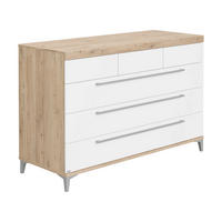 KOMODA  Remo  - bijela/boje hrasta, Basics, drvni materijal/metal (141,2/94,3/55,9cm) - Paidi