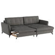 ECKSOFA in Flachgewebe, Leinenoptik Dunkelgrau  - Dunkelgrau/Schwarz, Design, Textil/Metall (242/170cm) - Xora