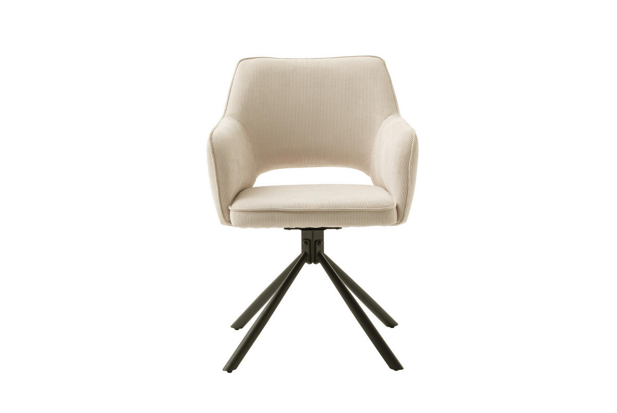 ARMLEHNSTUHL  Sitzfläche 180° drehbar Cord  - Beige/Creme, MODERN, Textil/Metall (61/85/61cm) - Livetastic