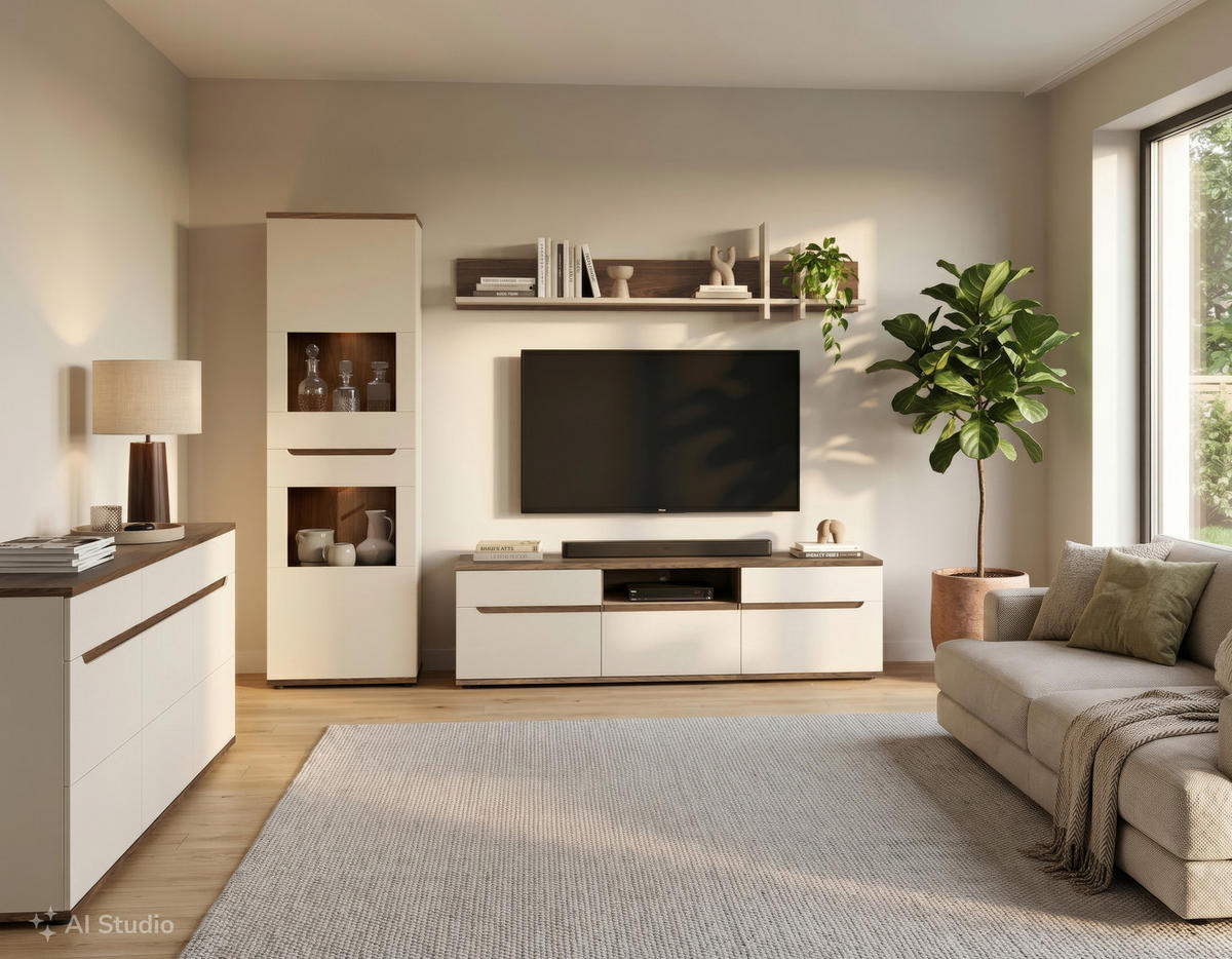 TV-ELEM 180/55/45 cm  - kasmírszínű/diófa színű, Basics, műanyag/faalapú anyag (180/55/45cm) - Hom`in