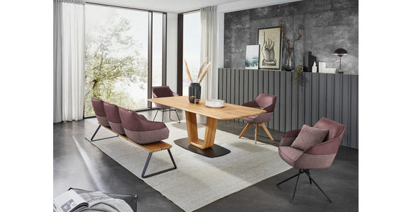 SITZBANK 210/87/67 cm in Rosa, Weiß - Beige/Schwarz, Design, Leder/Holz (210/87/67cm) - Ambiente