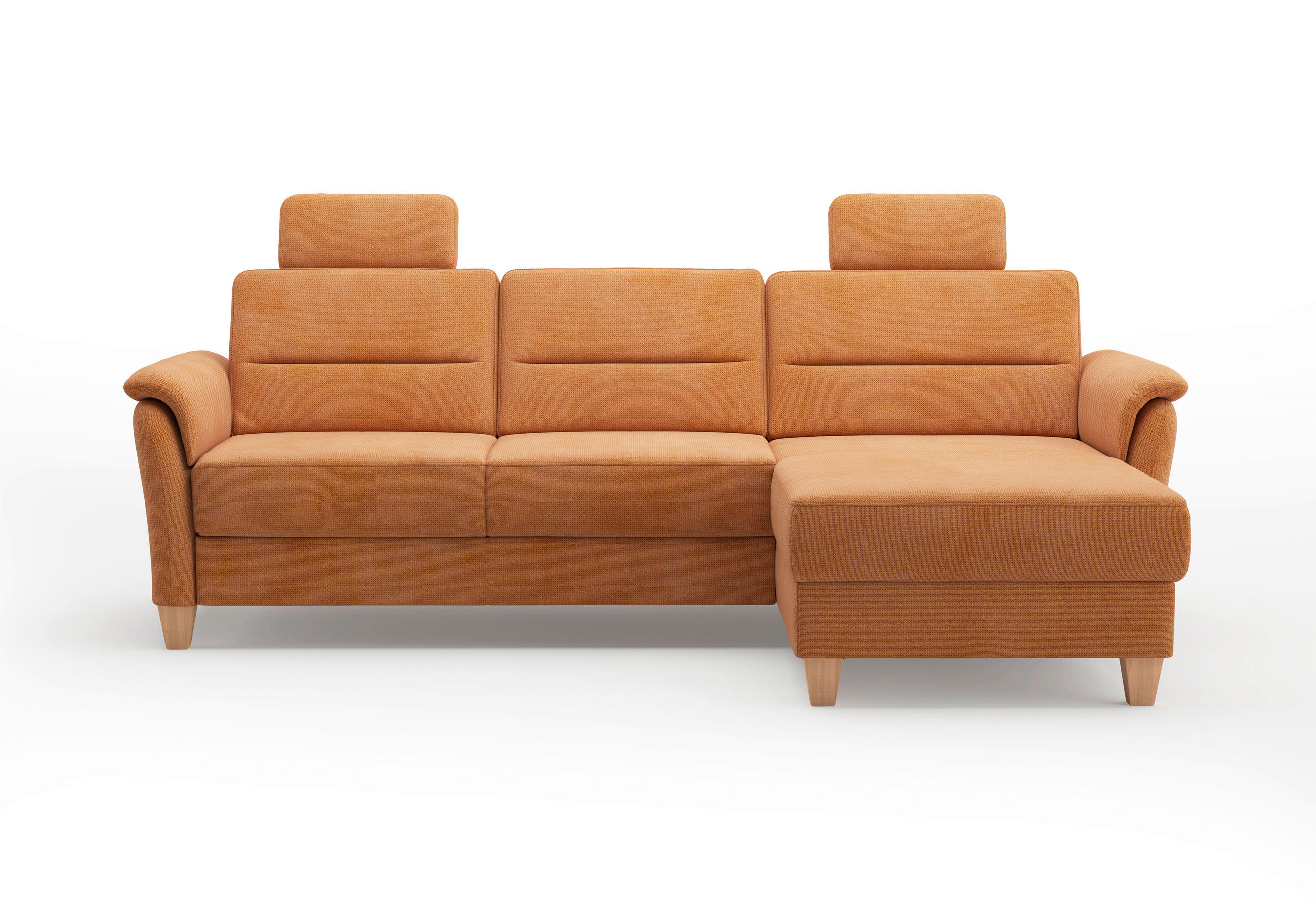 ECKSOFA in Flachgewebe Terracotta  244/163 cm  - Eichefarben/Terracotta, KONVENTIONELL, Holz/Textil (244/163cm) - Sit & More