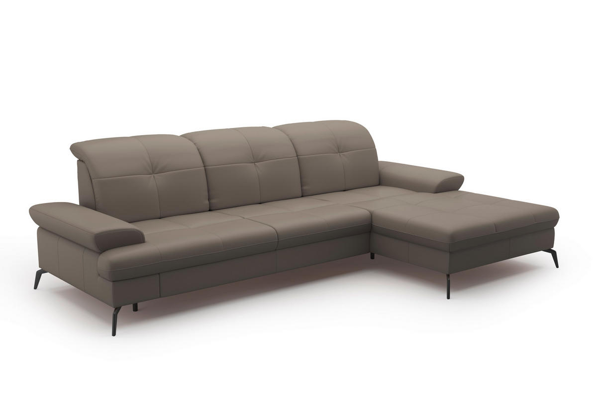 ECKSOFA in Echtleder Grau  - Schwarz/Grau, Konventionell, Leder/Metall (279/185cm) - Sit & More