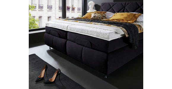 BOXSPRINGBETT 180/200 cm in Dunkelgrau - Dunkelgrau/Schwarz, KONVENTIONELL, Textil/Metall (180/200cm) - Dieter Knoll
