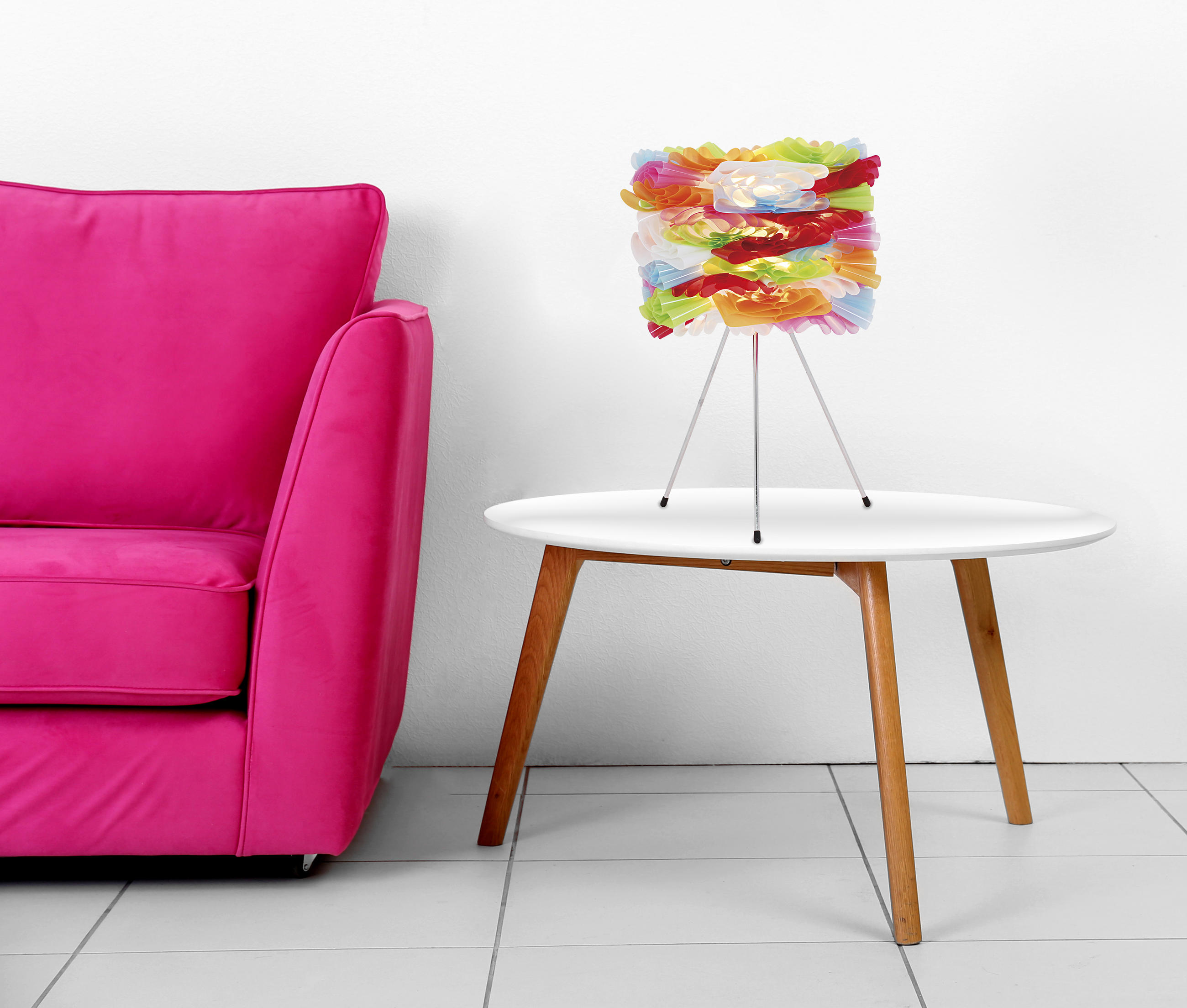 TISCHLEUCHTE VOLANT 28/43 cm   - Chromfarben/Multicolor, Trend, Kunststoff/Metall (28/43cm) - Näve
