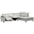 ECKSOFA in Echtleder Hellgrau  - Hellgrau/Schwarz, Design, Leder/Metall (285/239cm) - Cantus