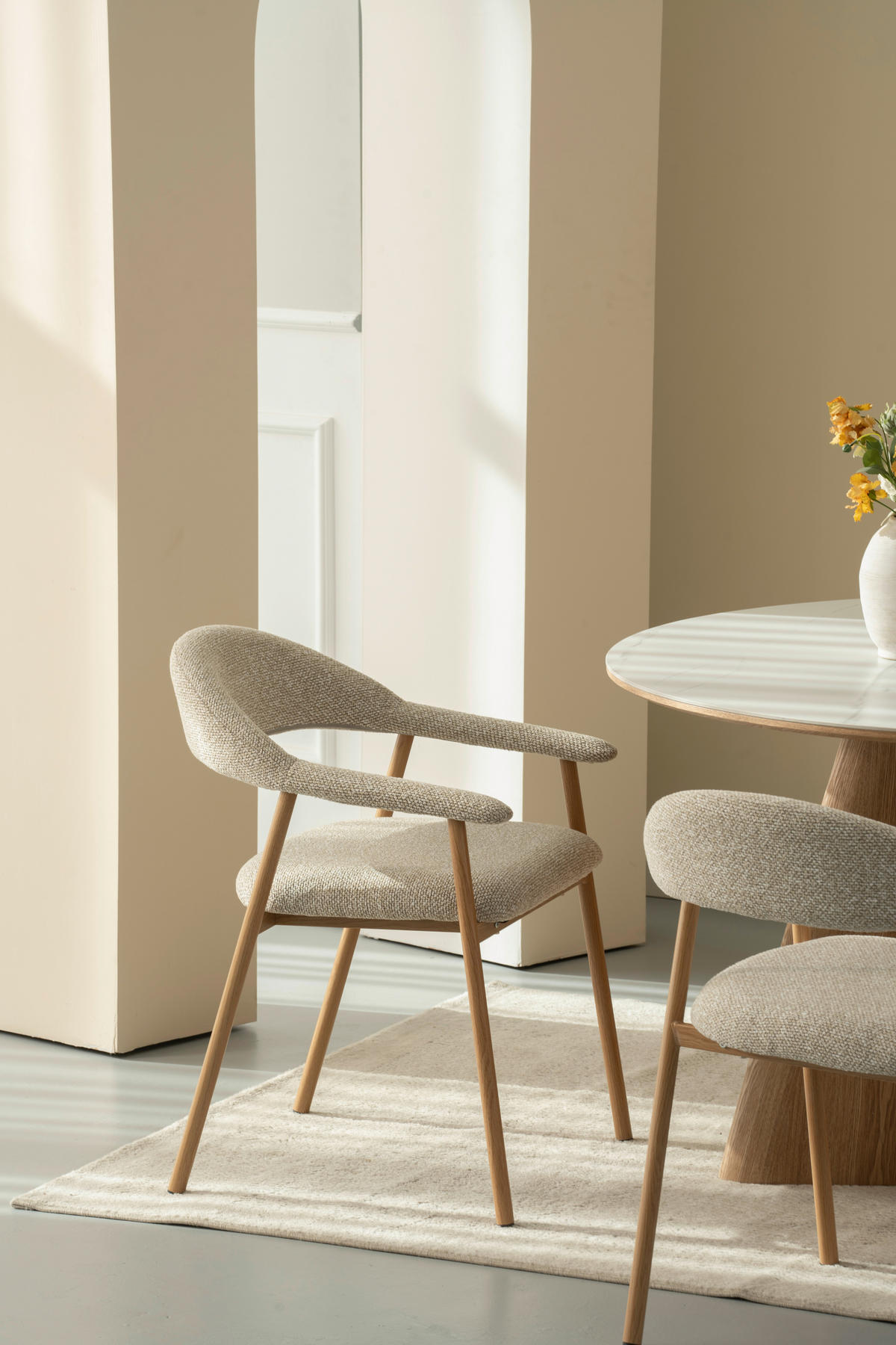 ARMLEHNSTUHL   Bouclé  - Taupe/Walnussfarben, Basics, Holz/Textil (59/75/62cm) - Livetastic