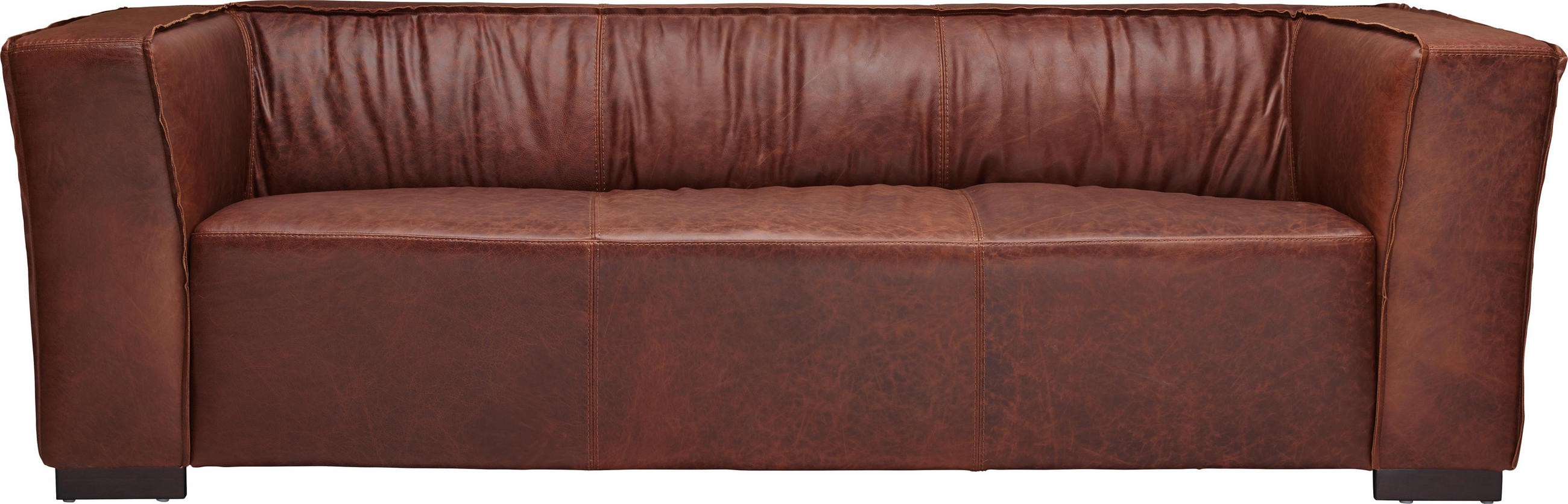 Sofa in Holz, Leder Braun