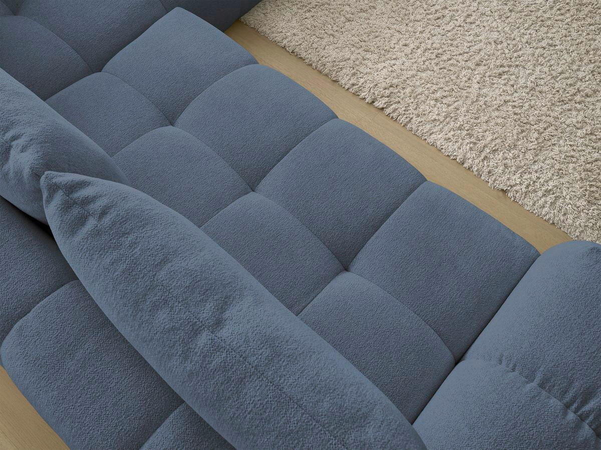 ECKSCHLAFSOFA EVEREST  mit Rücken echt, Armteil links, Armteil rechts Flachgewebe Dunkelblau  - Schwarz/Dunkelblau, MODERN, Kunststoff/Textil (320/212cm)