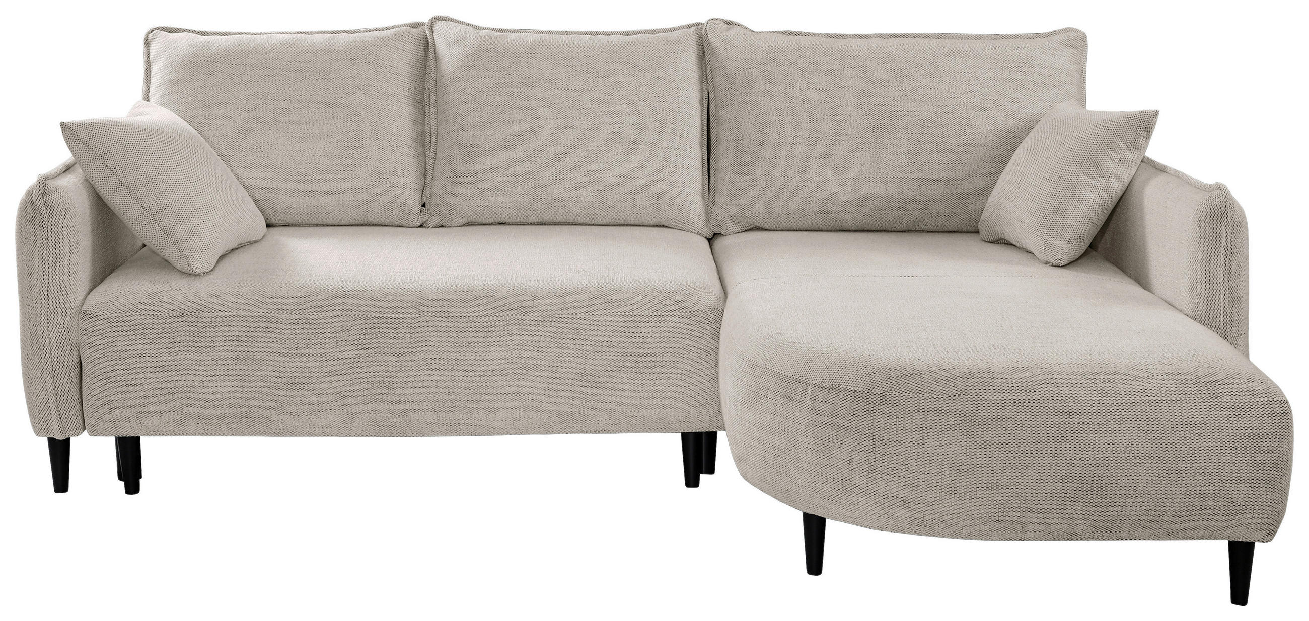 ECKSOFA Creme Struktur  - Creme/Schwarz, Design, Holz/Textil (244/165cm) - MID.YOU