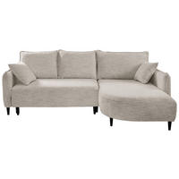 ECKSOFA in Struktur Creme  - Creme/Schwarz, Design, Holz/Textil (244/165cm) - MID.YOU