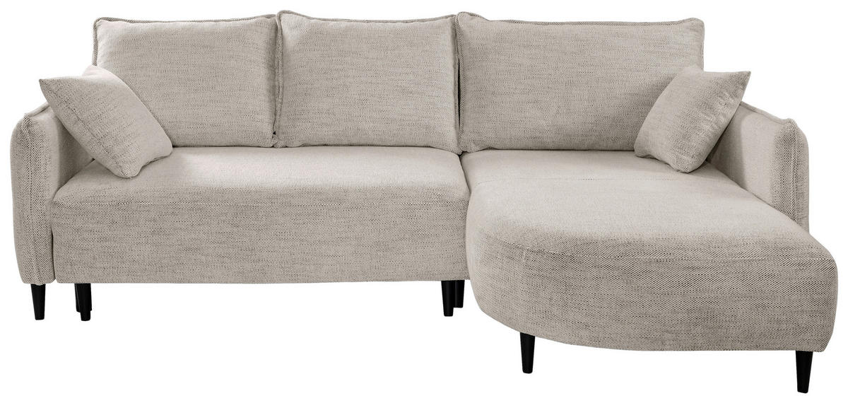 ECKSOFA in Struktur Creme  - Creme/Schwarz, Design, Holz/Textil (244/165cm) - MID.YOU