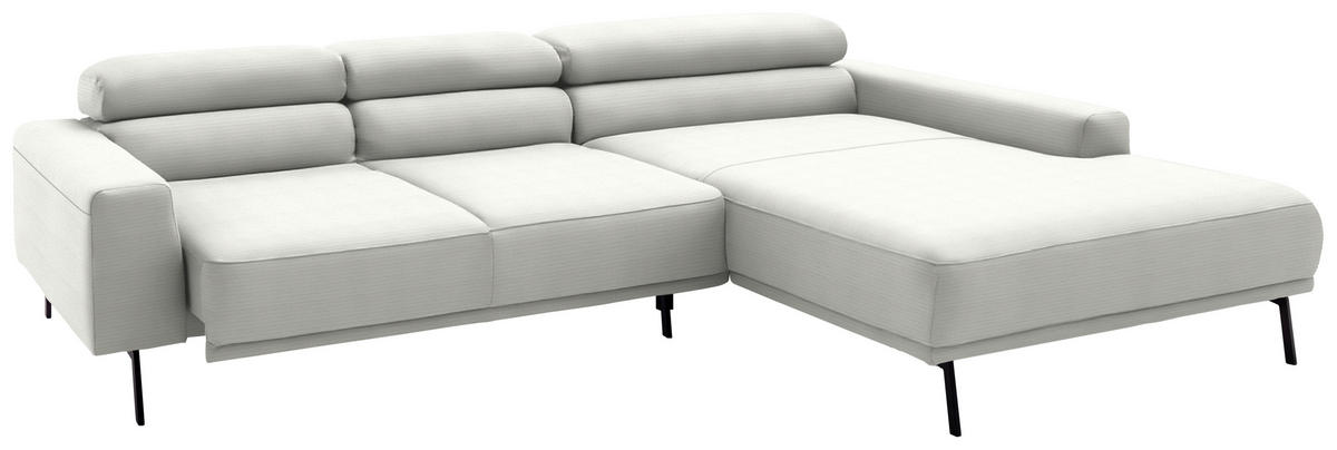 ECKSOFA Cord Grauweiss  - Schwarz/Grauweiss, Design, Textil/Metall (293/215-217cm) - Schöner Wohnen