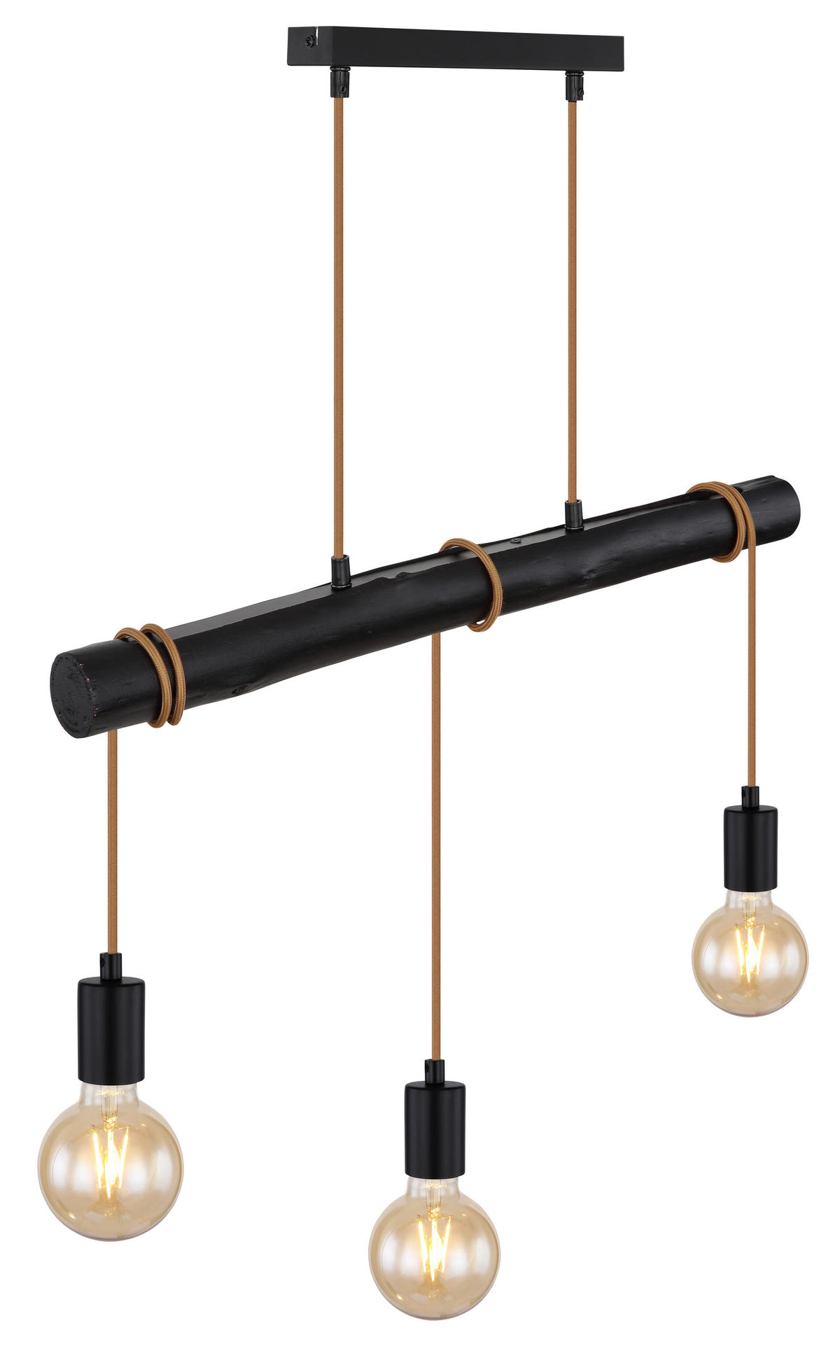 HÄNGLAMPA 60/5/120 cm  - svart, Design, metall/trä (60/5/120cm) - Globo